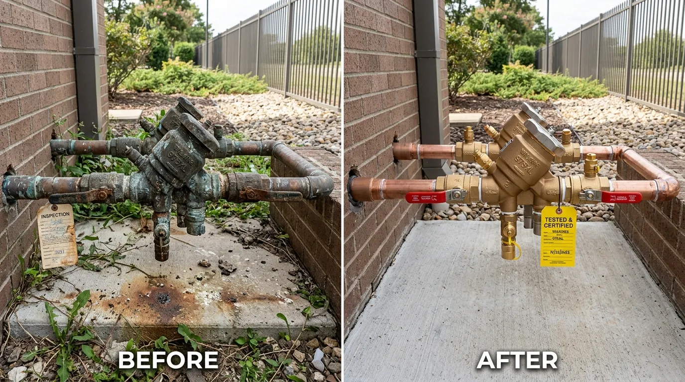 Backflow Preventer Replacement Before and After - Arch Louis Plumbers St. Louis MO