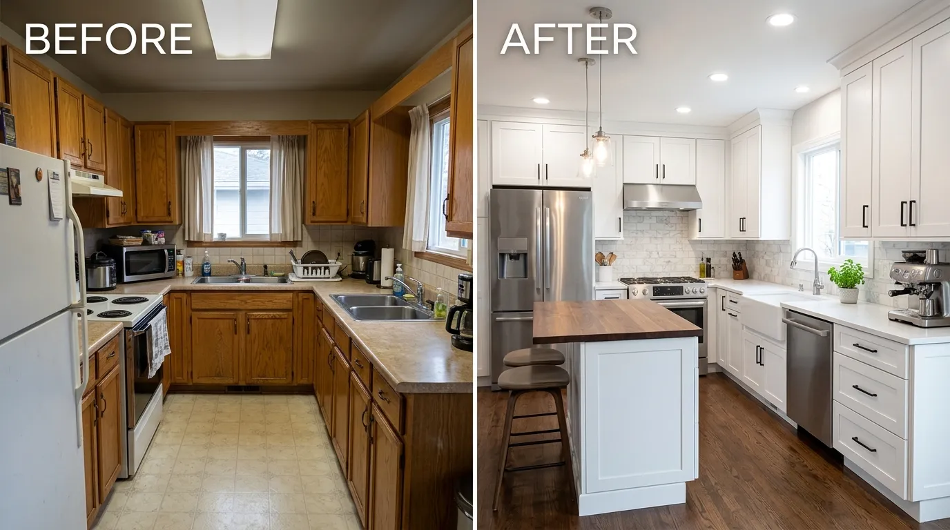 Complete Kitchen Renovation Before and After by Arch Louis Plumbers in St. Louis MO