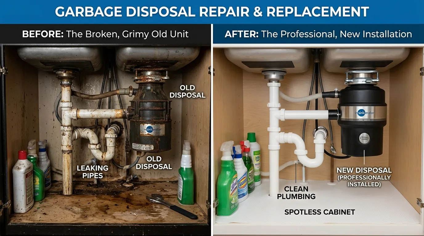 Garbage Disposal Repair and Replacement Before and After — Arch Louis Plumbers St. Louis MO