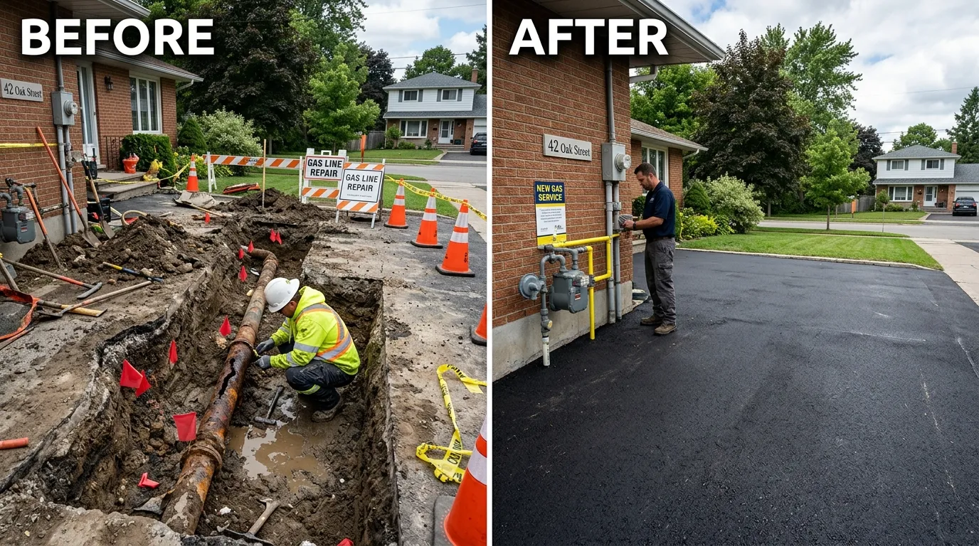 Gas line repair and replacement before and after in St. Louis by Arch Louis Plumbers