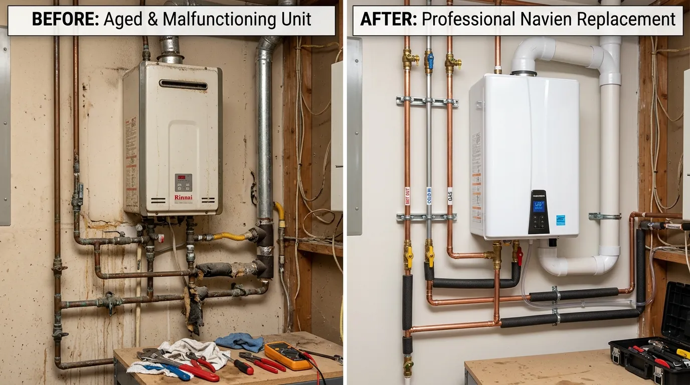 Tankless Water Heater Replacement Before and After - Arch Louis Plumbers St. Louis MO